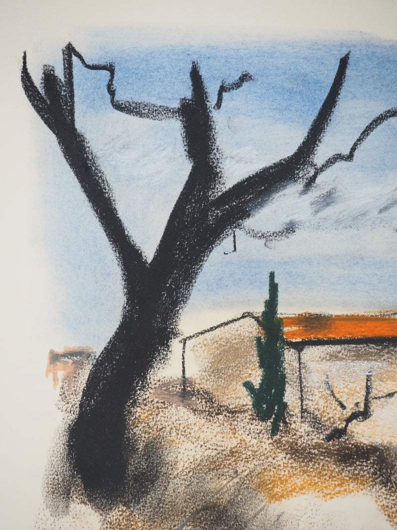 Georges LAPORTE : La maison du gardien, Dessin original au pastel signé