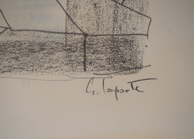 Georges LAPORTE : Fenêtre avec vue, Dessin original au pastel signé