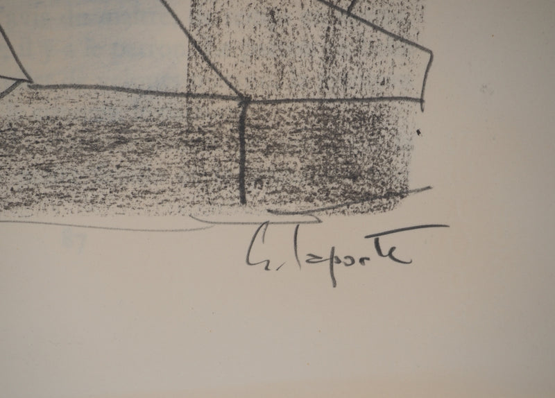 Georges LAPORTE : Fenêtre avec vue, Dessin original au pastel signé