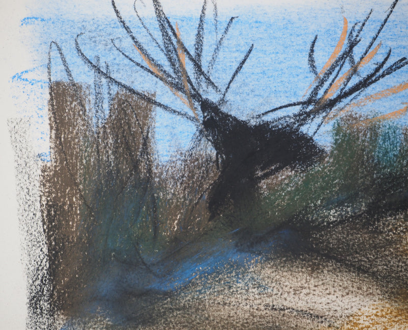 Georges LAPORTE : Élan du crépuscule, Dessin original au pastel signé