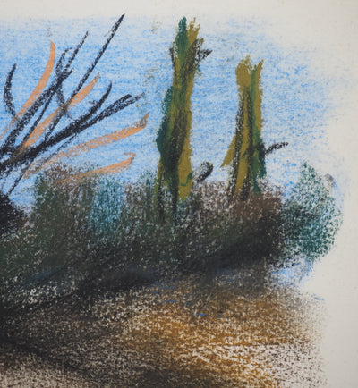 Georges LAPORTE : Élan du crépuscule, Dessin original au pastel signé