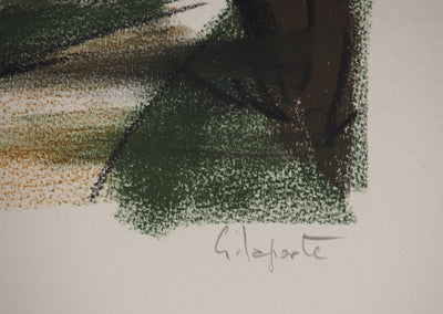 Georges LAPORTE : Solitude en bord de route, Dessin original au pastel signé