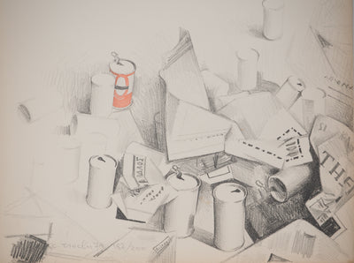 Costa TSOCLIS : Papier et canette rouge, Lithographie originale signée