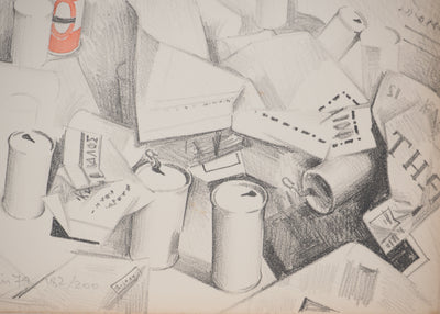 Costa TSOCLIS : Papier et canette rouge, Lithographie originale signée