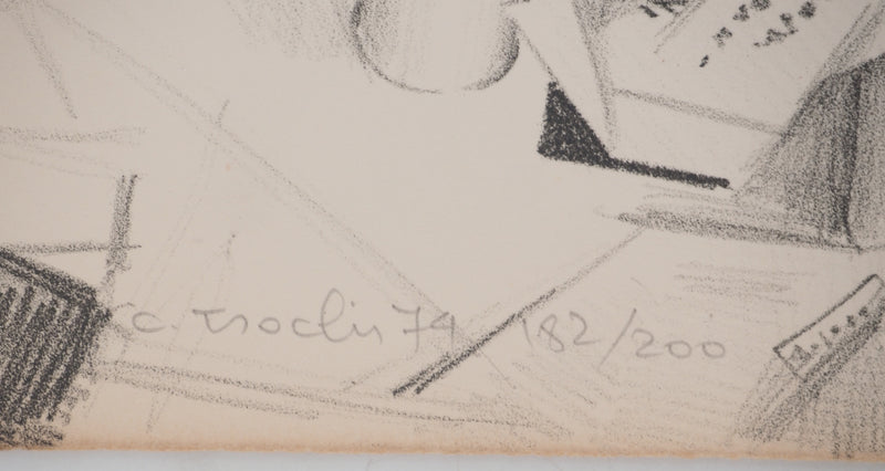Costa TSOCLIS : Papier et canette rouge, Lithographie originale signée