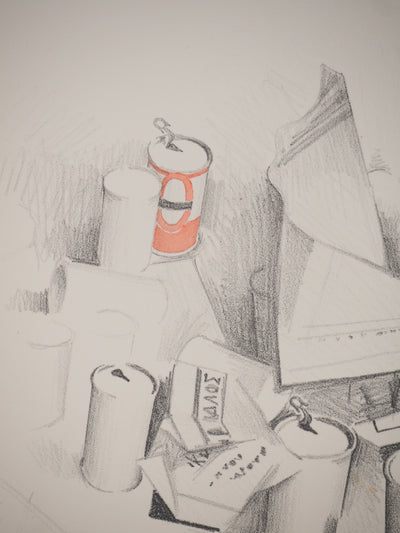Costa TSOCLIS : Papier et canette rouge, Lithographie originale signée