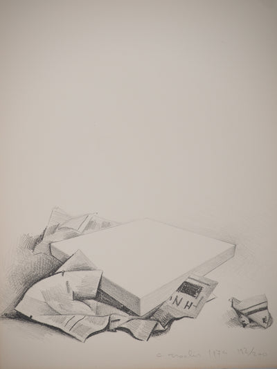 Costa TSOCLIS : Nature morte aux papiers, Lithographie originale signée