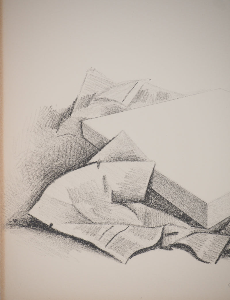 Costa TSOCLIS : Nature morte aux papiers, Lithographie originale signée