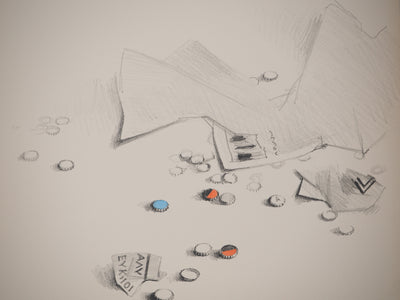 Costa TSOCLIS : Papiers et capsules, Lithographie originale signée
