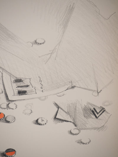 Costa TSOCLIS : Papiers et capsules, Lithographie originale signée