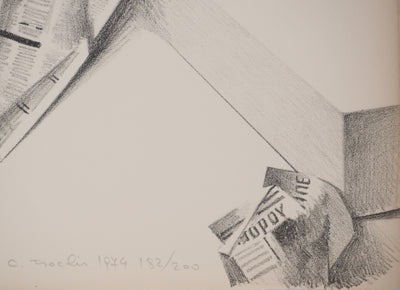 Costa TSOCLIS : Morceau de journal, Lithographie originale signée