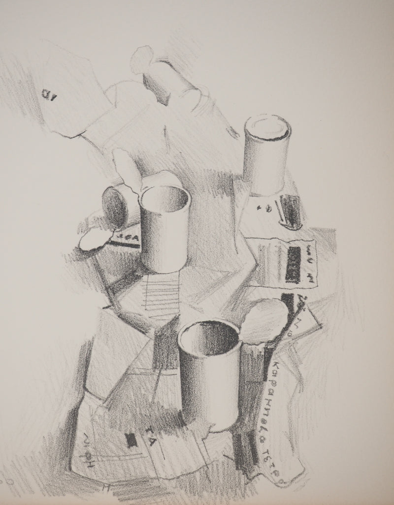 Costa TSOCLIS : Tas de canettes, Lithographie originale signée