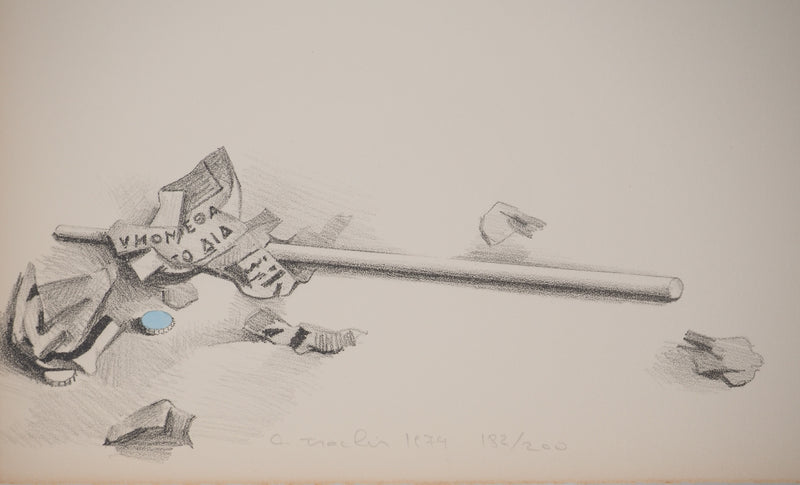 Costa TSOCLIS : Bâton et papiers, Lithographie originale signée