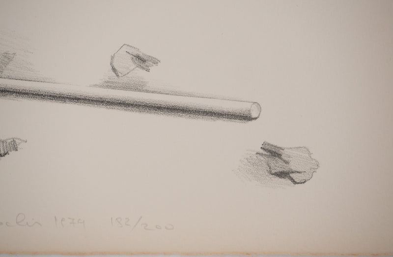 Costa TSOCLIS : Bâton et papiers, Lithographie originale signée