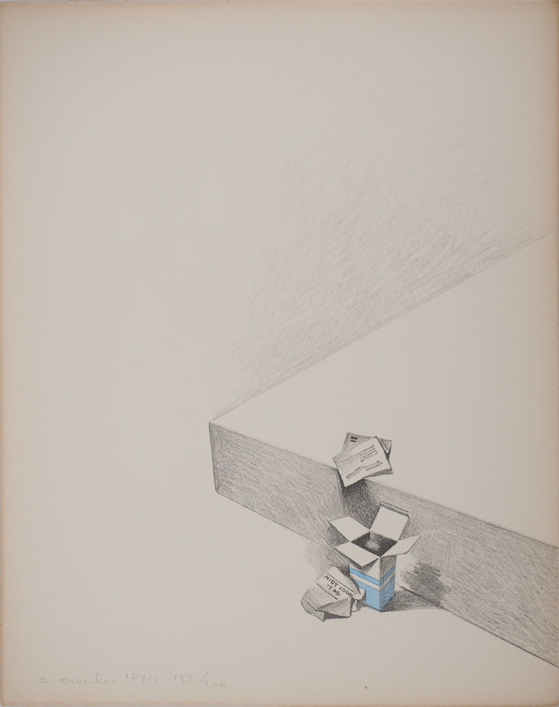 Costa TSOCLIS : La petite boite bleue, Lithographie originale signée