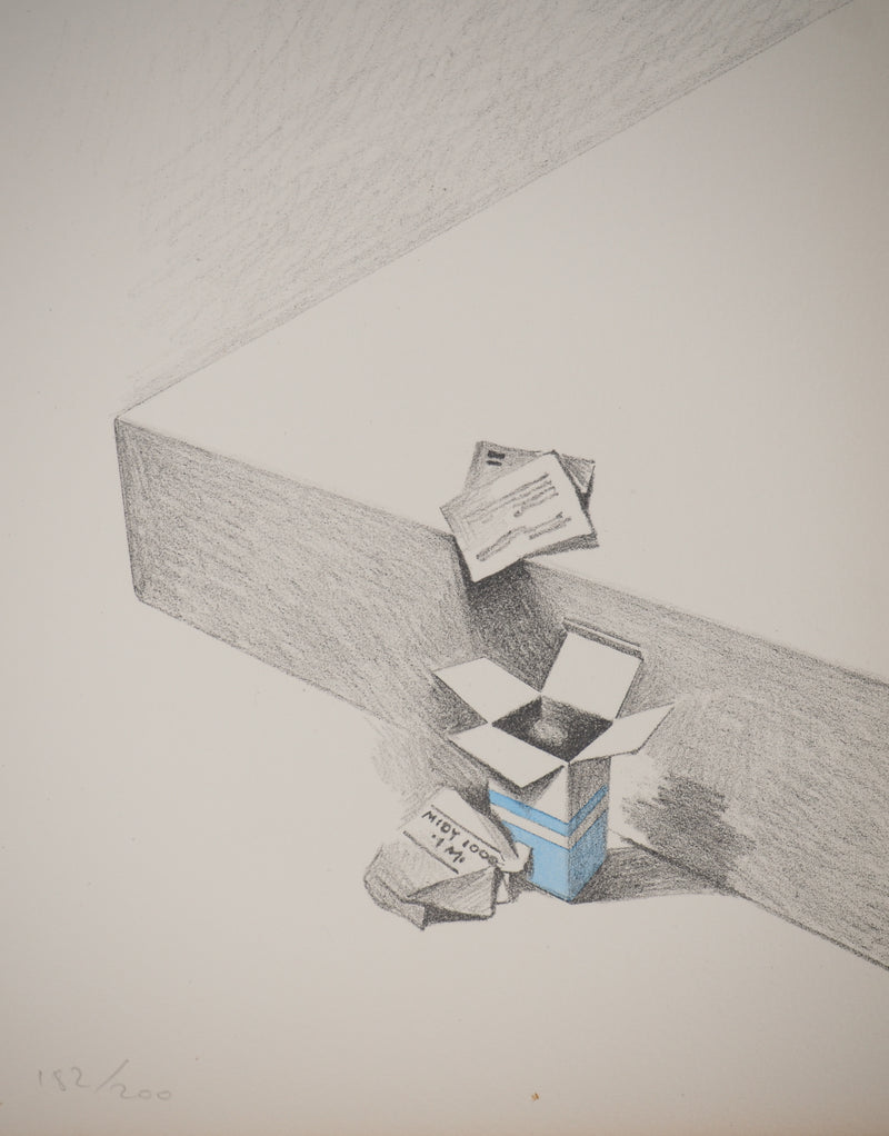 Costa TSOCLIS : La petite boite bleue, Lithographie originale signée