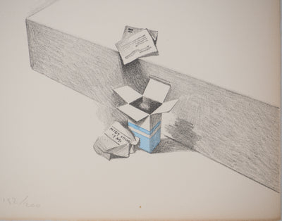 Costa TSOCLIS : La petite boite bleue, Lithographie originale signée