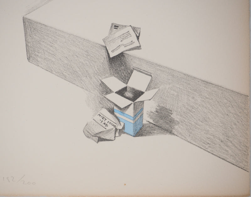 Costa TSOCLIS : La petite boite bleue, Lithographie originale signée