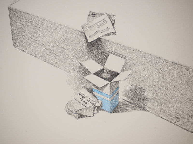 Costa TSOCLIS : La petite boite bleue, Lithographie originale signée
