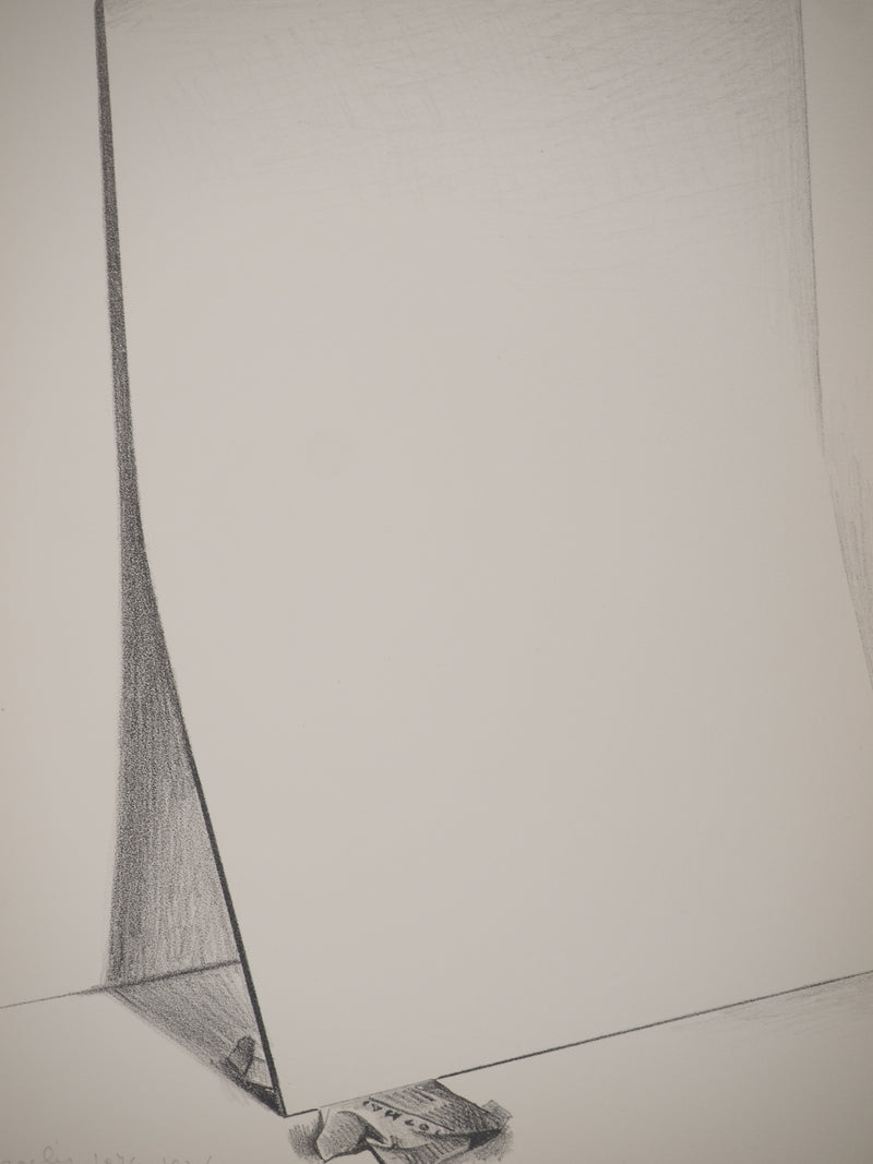 Costa TSOCLIS : Feuille pliée en équilibre, Lithographie originale signée