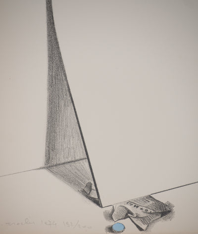 Costa TSOCLIS : Feuille pliée en équilibre, Lithographie originale signée