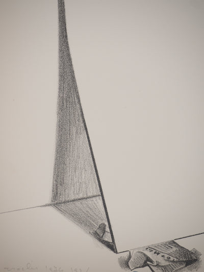 Costa TSOCLIS : Feuille pliée en équilibre, Lithographie originale signée