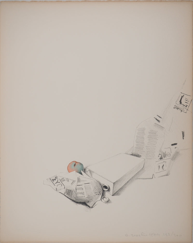 Costa TSOCLIS : La pomme au milieu du chaos, Lithographie originale signée