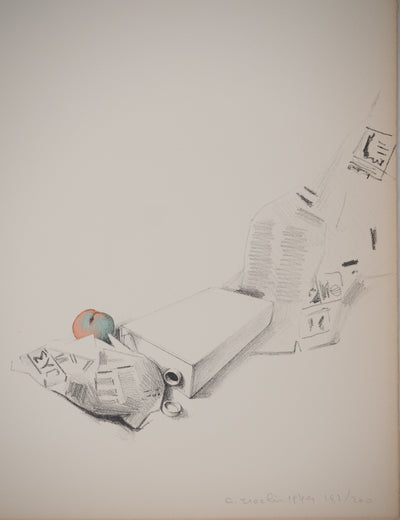 Costa TSOCLIS : La pomme au milieu du chaos, Lithographie originale signée