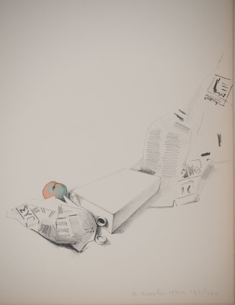 Costa TSOCLIS : La pomme au milieu du chaos, Lithographie originale signée