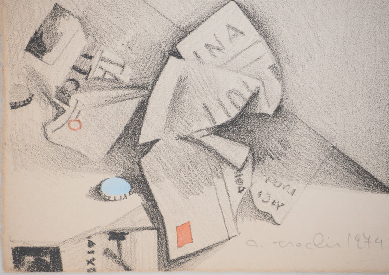 Costa TSOCLIS : Papiers froissés, Lithographie originale signée