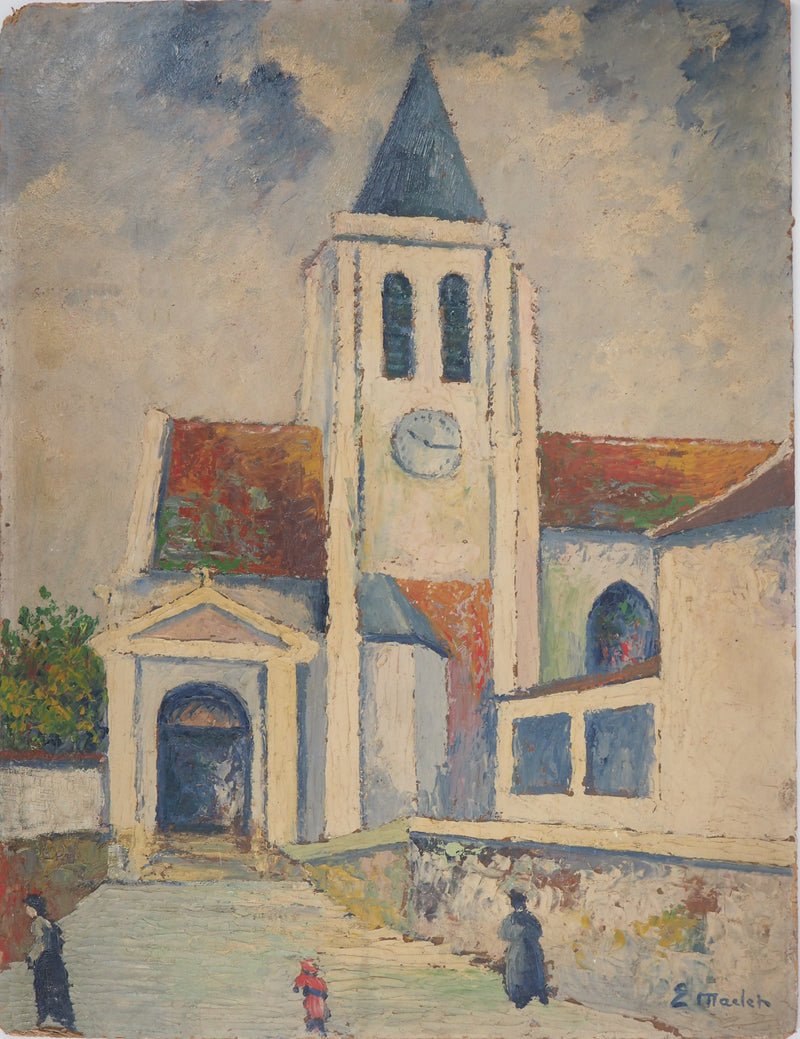 Elisée MACLET : Paris, Saint Germain de Charonne, Huile sur panneau signée
