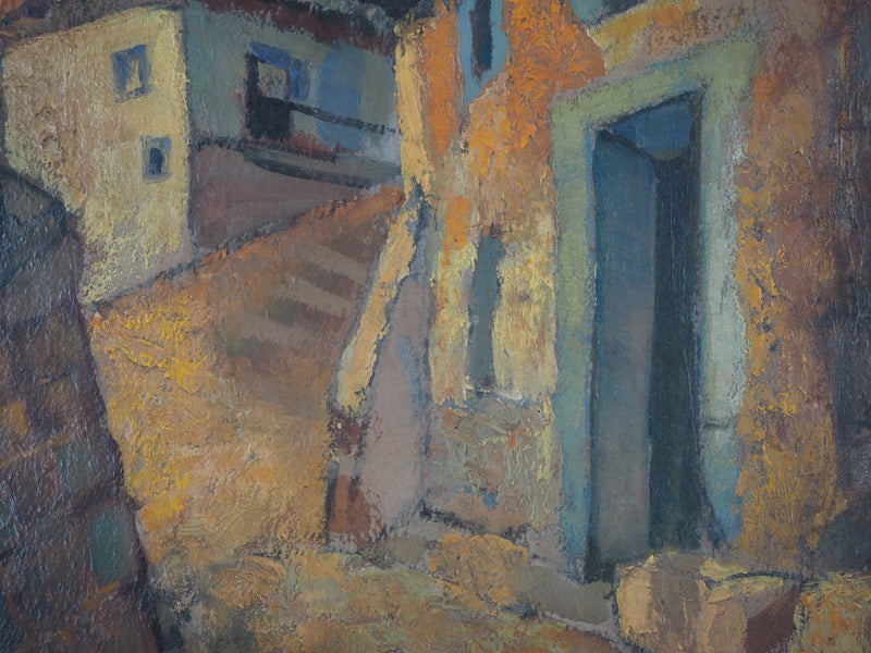 Louis TOFFOLI : Vieux village en Espagne, Huile sur toile signée