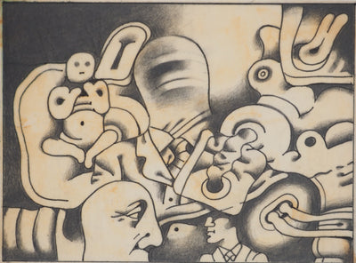 René ARTOZOUL : L'homme à la tête de quille, Dessin original (vue générale) - Crédit photo : Galerie Art.Paris
