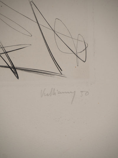 Gérard VULLIAMY : Composition dynamique, Gravure originale (photo de détail 3) - Crédit photo : Galerie Art.Paris