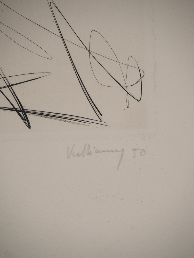 Gérard VULLIAMY : Composition dynamique, Gravure originale (photo de détail 3) - Crédit photo : Galerie Art.Paris