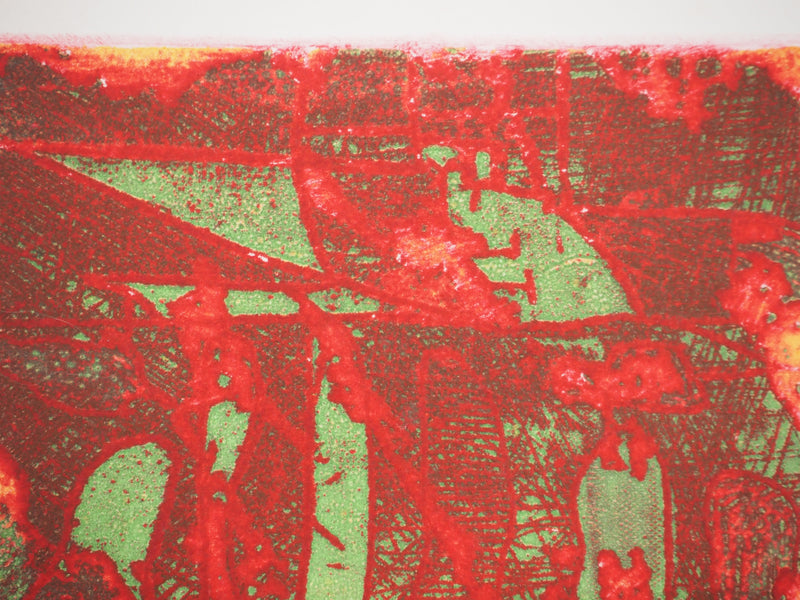 Richard RAVEN CHESTER : Composition en vert et rouge, Gravure originale (photo de détail 7) - Crédit photo : Galerie Art.Paris