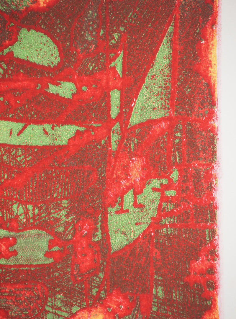 Richard RAVEN CHESTER : Composition en vert et rouge, Gravure originale (photo de détail 8) - Crédit photo : Galerie Art.Paris