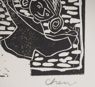 Richard RAVEN CHESTER : Petite fille au ballon, Lithographie originale (photo de détail 3) - Crédit photo : Galerie Art.Paris