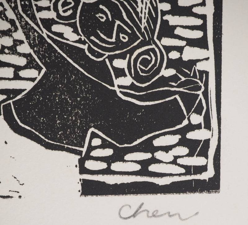 Richard RAVEN CHESTER : Petite fille au ballon, Lithographie originale (photo de détail 3) - Crédit photo : Galerie Art.Paris