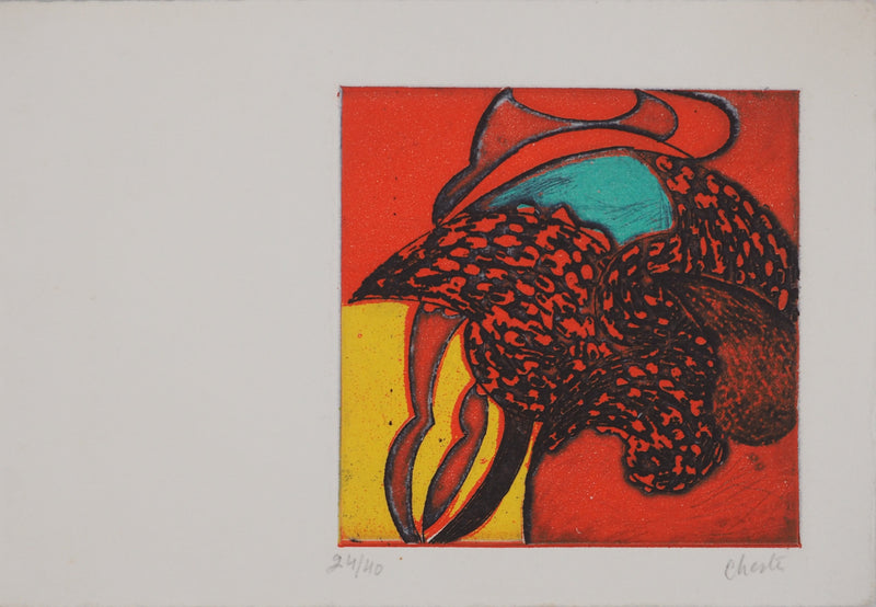 Richard RAVEN CHESTER : Le coq, Lithographie originale (vue générale) - Crédit photo : Galerie Art.Paris