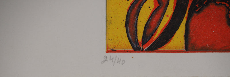Richard RAVEN CHESTER : Le coq, Lithographie originale (photo de détail 4) - Crédit photo : Galerie Art.Paris