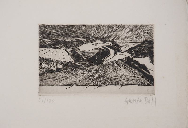 George BALL : Les collines, Gravure originale (vue générale) - Crédit photo : Galerie Art.Paris