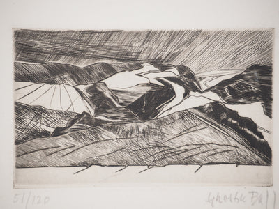 George BALL : Les collines, Gravure originale (photo de détail 2) - Crédit photo : Galerie Art.Paris
