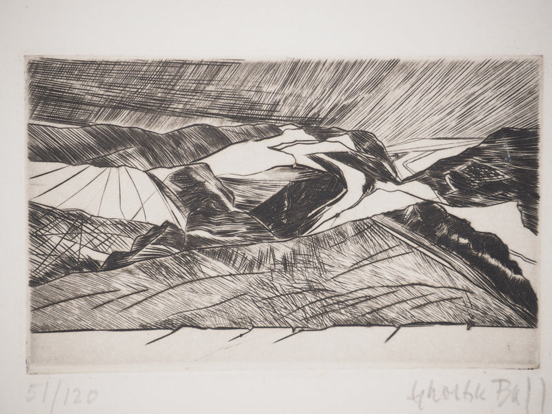 George BALL : Les collines, Gravure originale (photo de détail 2) - Crédit photo : Galerie Art.Paris