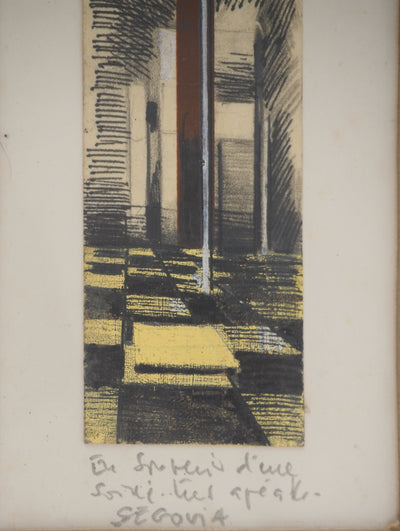 Andrès SEGOVIA : Composition au damier (En sortant d'une soirée), Lithographie originale (photo de détail 3) - Crédit photo : Galerie Art.Paris
