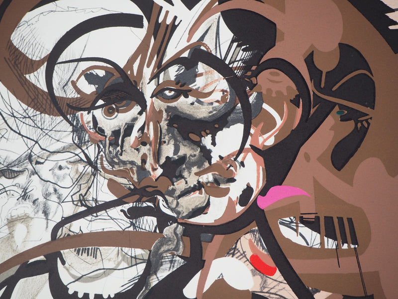 Raymond MORETTI : Visages entremêlés, Lithographie originale (photo de détail 3) - Crédit photo : Galerie Art.Paris