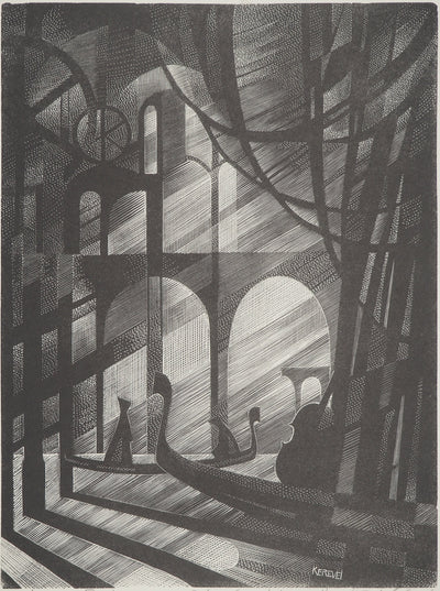 Tiennick KEREVEL : Hommage à l'Opéra de Marseille, Gravure originale (vue générale) - Crédit photo : Galerie Art.Paris