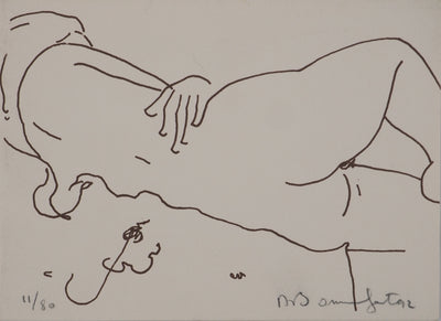 Alain BONNEFOIT : Nu endormi, Lithographie originale (vue générale) - Crédit photo : Galerie Art.Paris