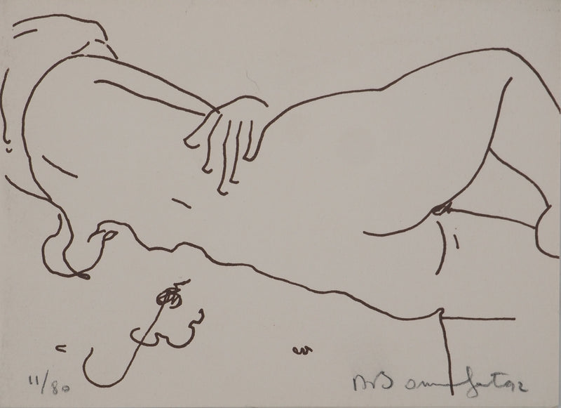 Alain BONNEFOIT : Nu endormi, Lithographie originale (vue générale) - Crédit photo : Galerie Art.Paris