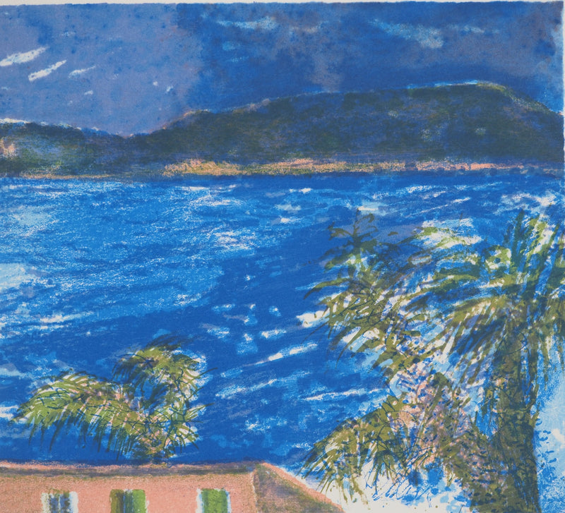 Guy BARDONE : Vue sur le littoral méditerranéen, Lithographie originale (vue générale) - Crédit photo : Galerie Art.Paris